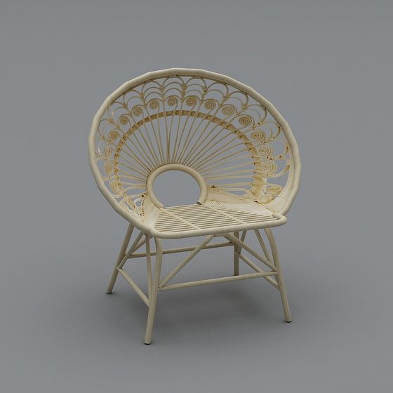 Charming Low-Poly Rattan Chair 3D model