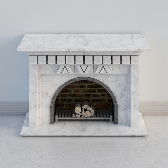 Elegant Marble Fireplace Mantel 3D model