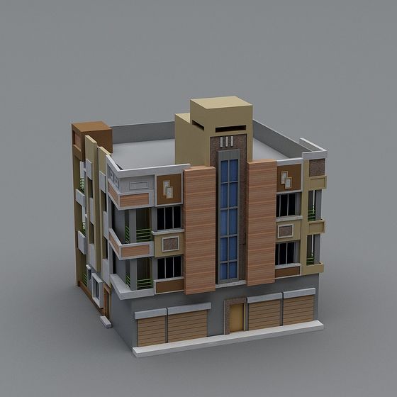 Urban Oasis Low-Poly 3D model