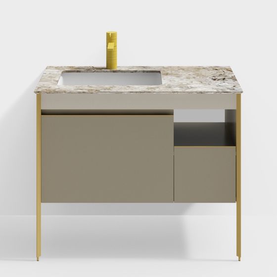 Modern Low-Poly Bathroom Cabinet 3D model