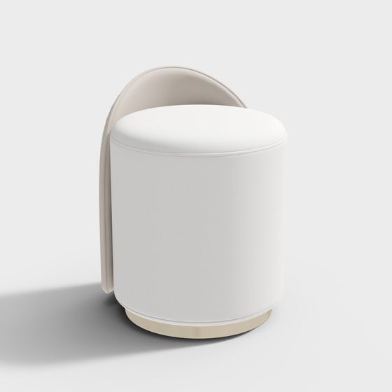 Sleek Round Sofa Stool 3D model