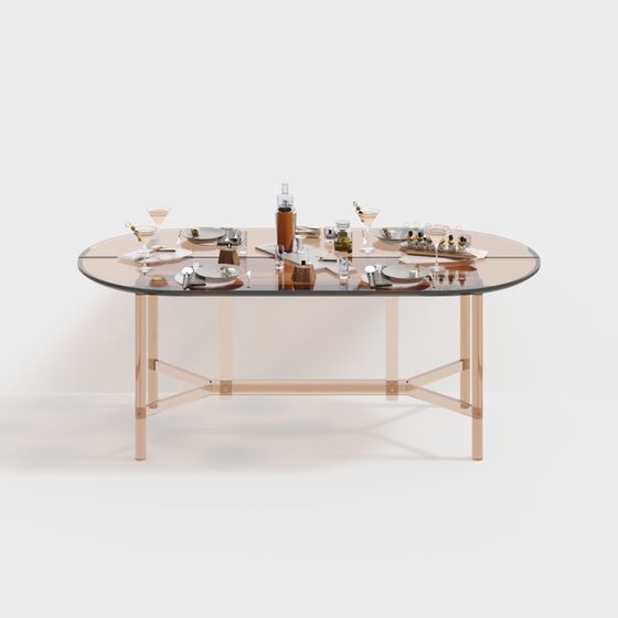 Elegant Low-Polygon Dining Table 3D model