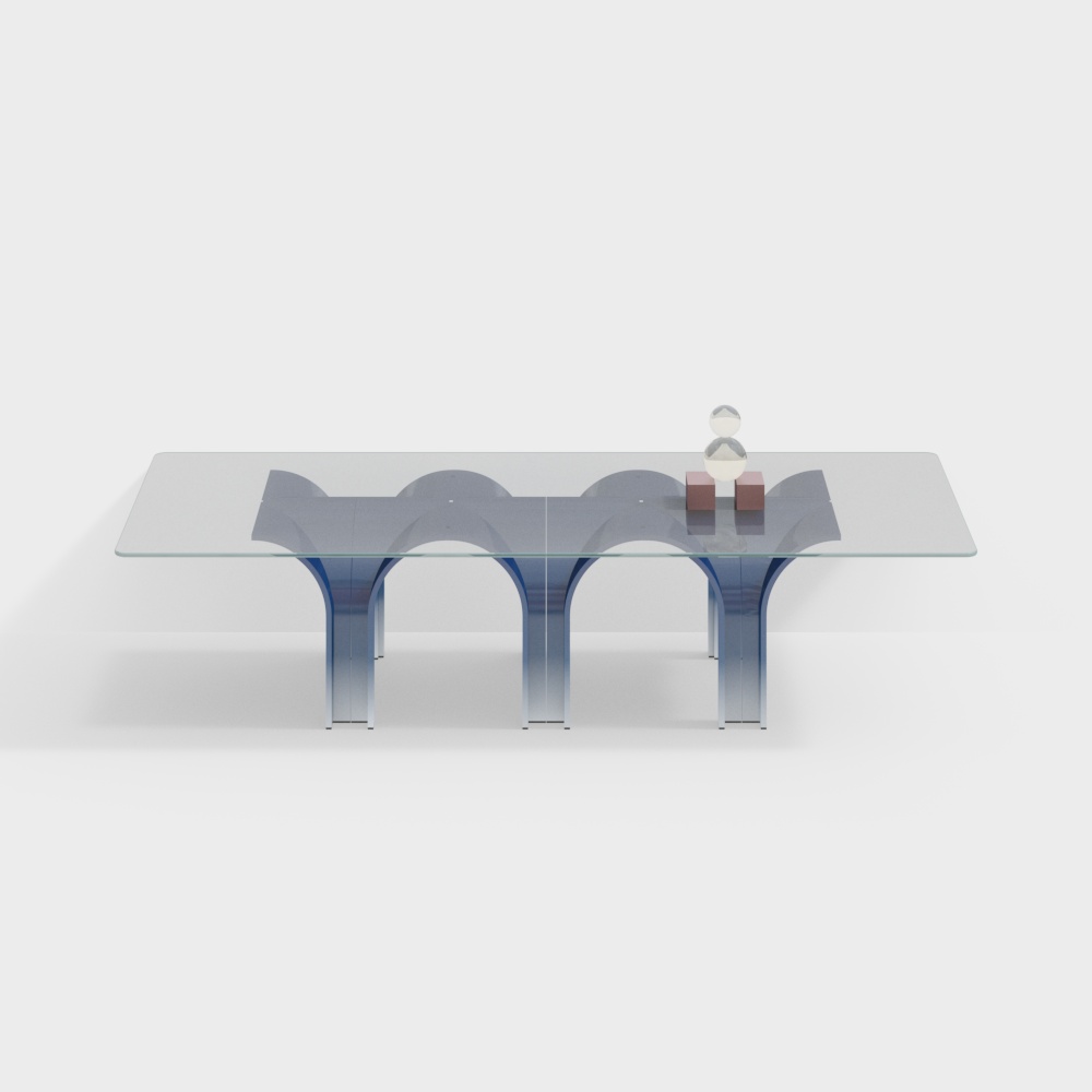 Flowing Glass Table 3D Model – Transparent & Gradient Design