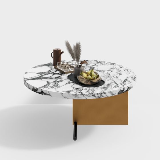 Chic Marble Round Table 3D model for Modern Interiors