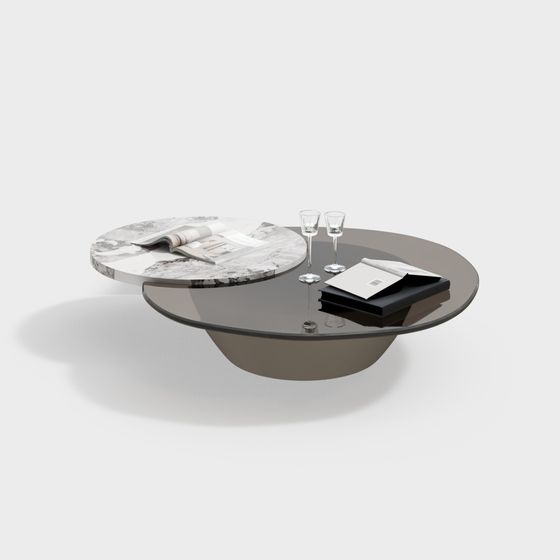 Elegant Marble Glass Coffee Table 3D model