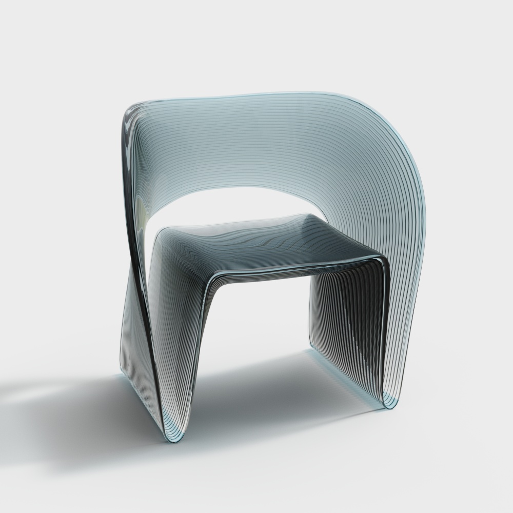 Streamlined Chair 3D Model – Modern Blue-Gray Design