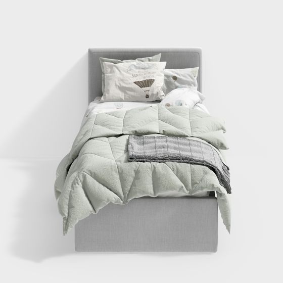 Minimalist Low-Poly Bed 3D model for Modern Interiors