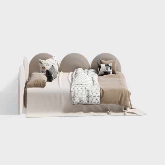 Stylish Low-Poly Bed 3D model for Contemporary Designs