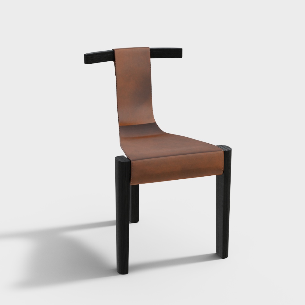 Urban Elegance Chair 3D Model – Leather & Wood Design