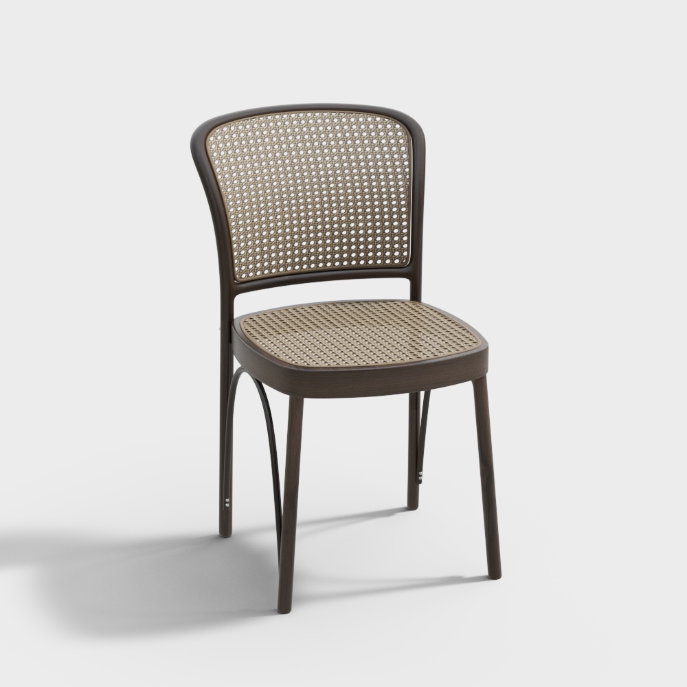 Parisian Bistro Chair 3D Model – Vintage Woven Cane