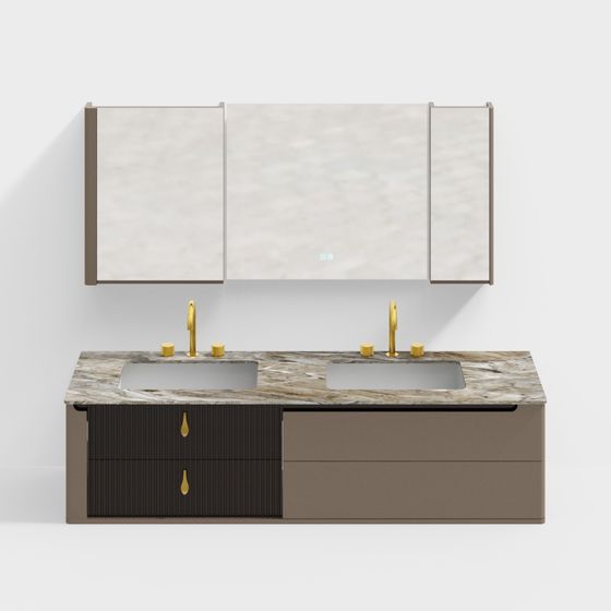 Elegant Low-Polygon Bathroom Cabinet 3D Model