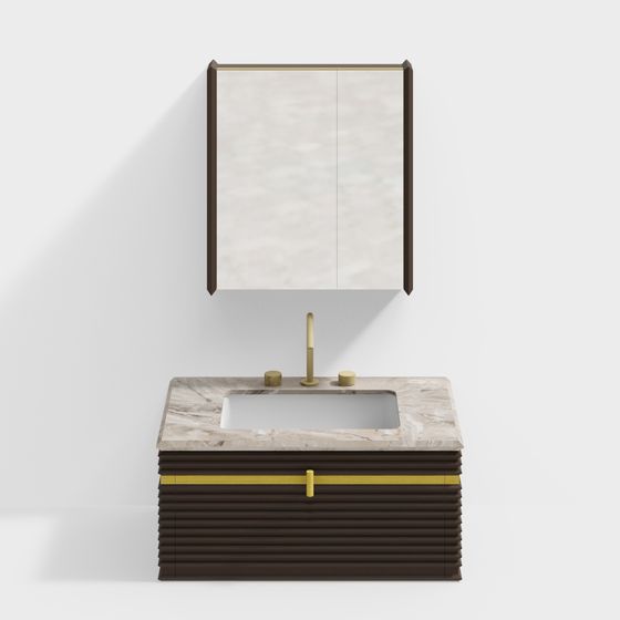 Sophisticated Bathroom Cabinet 3D model for Interior Design