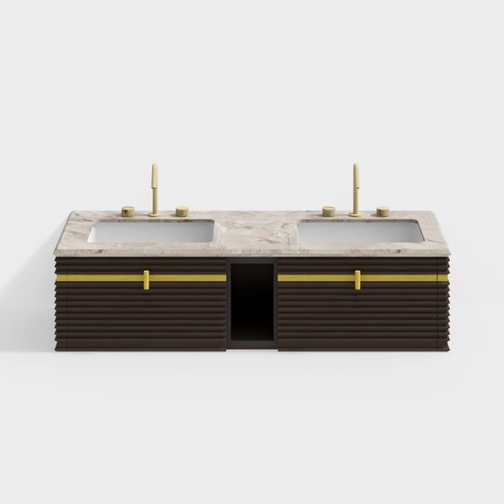 Luxurious Dual Sink Bathroom Vanity 3D model
