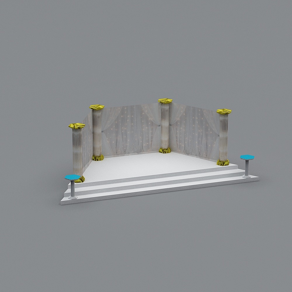 Elegant Low Poly Stage 3D Model for Virtual Experiences