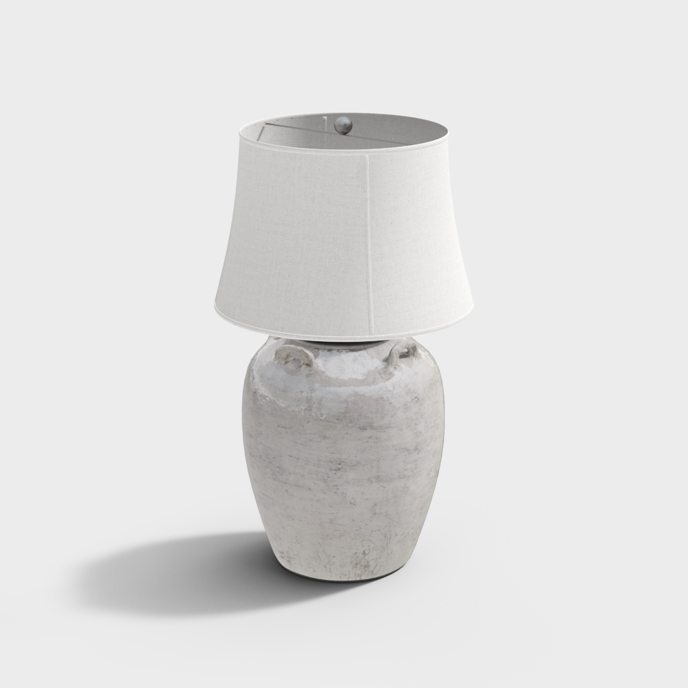 Stylish 3D Table Lamp – Gray Ceramic & Fabric Shade