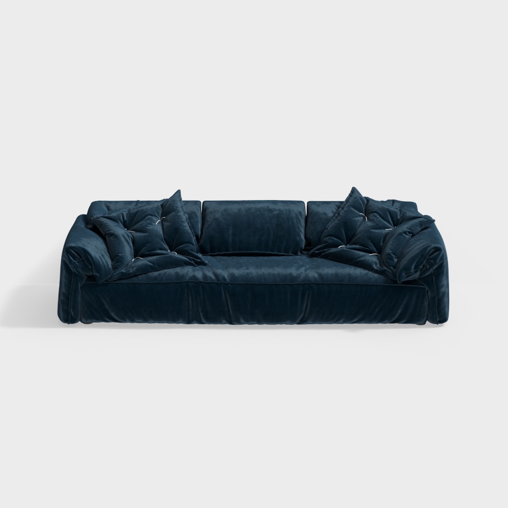 Velvet Comfort Sofa 3D Model – Navy Blue Velvet