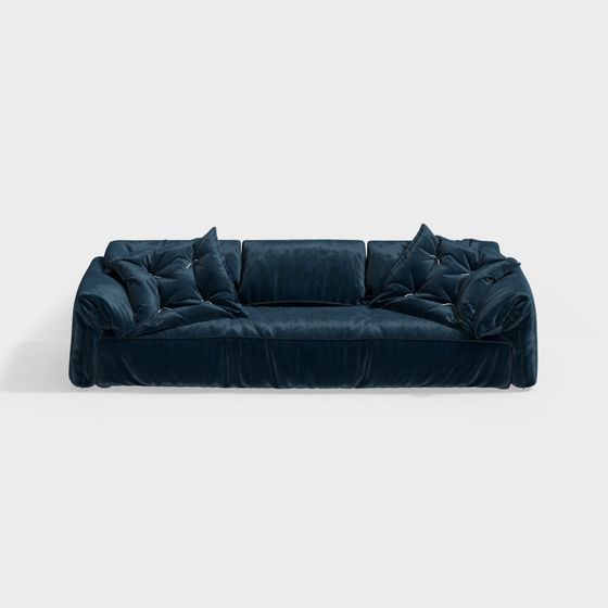 Velvet Comfort 3D model Sofa for Modern Interiors