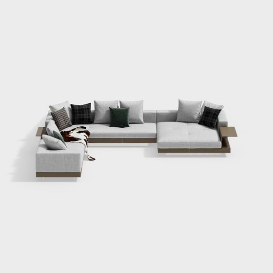 Stylish Gray Sofa 3D model for Modern Interiors