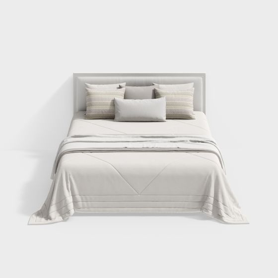 Elegant Low-Polygon Bed 3D model for Modern Interiors