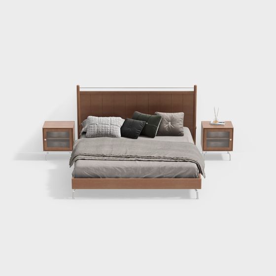 Modern Minimalist Bed Set 3D model