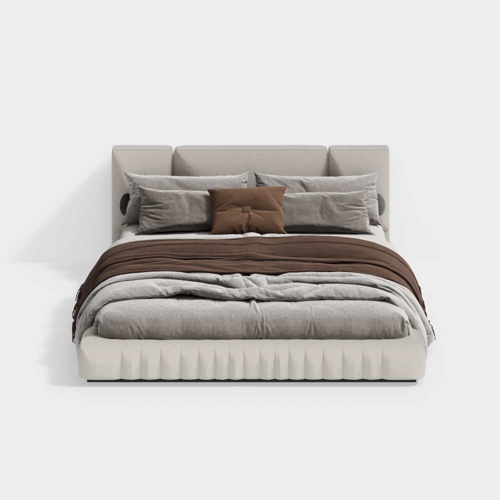 Elegant Modern Bed 3D Model – Low-Poly Cozy Design