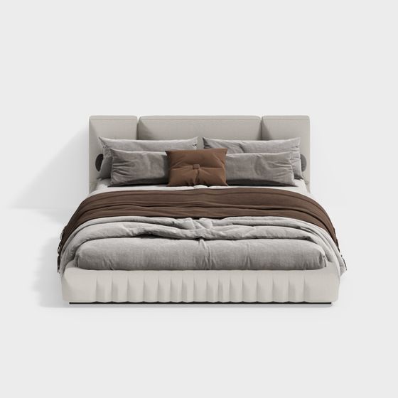 Stylish Modern Bed 3D Model for Interior Design