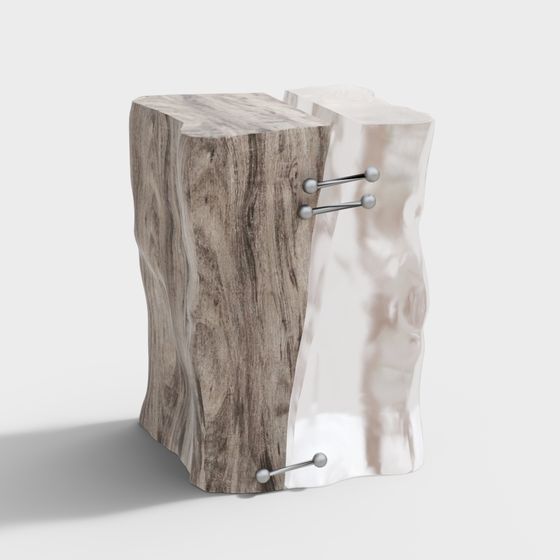 Stump Side Table 3D model for Nature-inspired Design