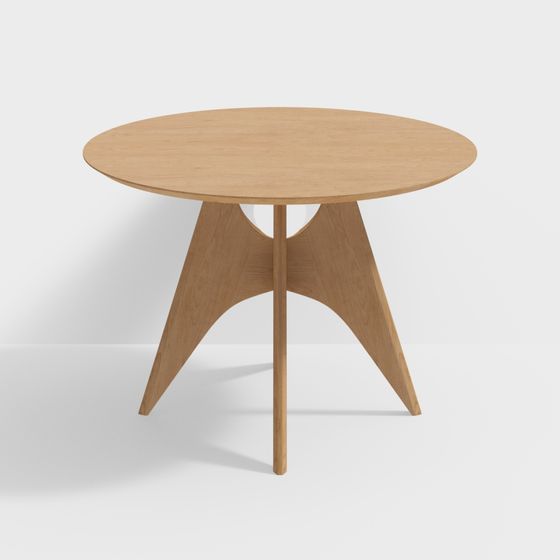 Triangular Wooden Table 3D model