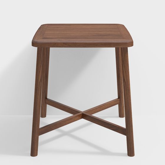 Cross-Legged Wooden Stool 3D model