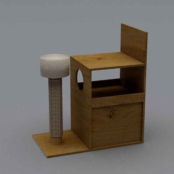 Wooden Cat Tree 3D Model Design