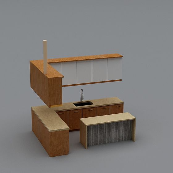 Modern Low-Polygon 3D Kitchen Design Model