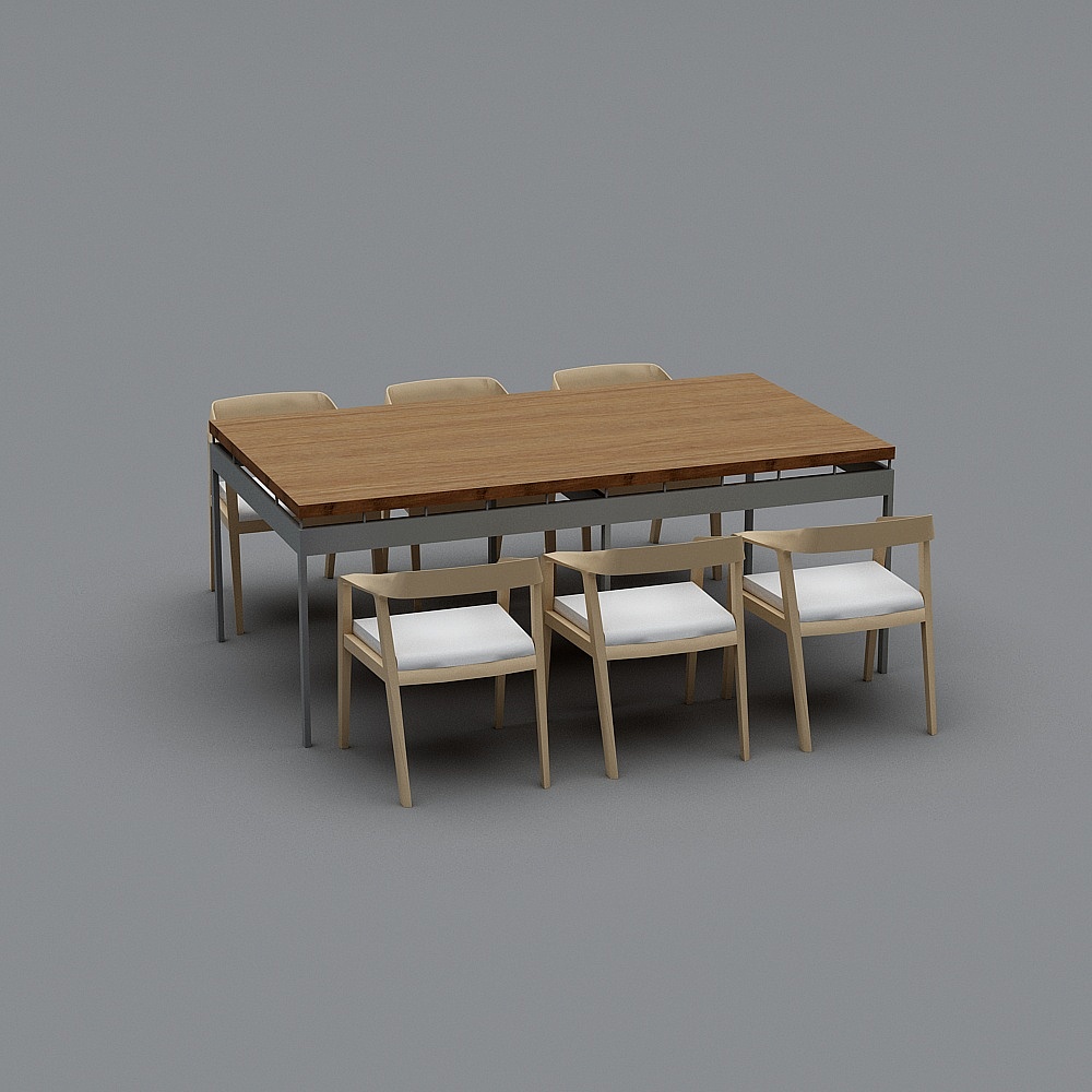 Modern Minimalist Dining Table and Chair Set 3D model