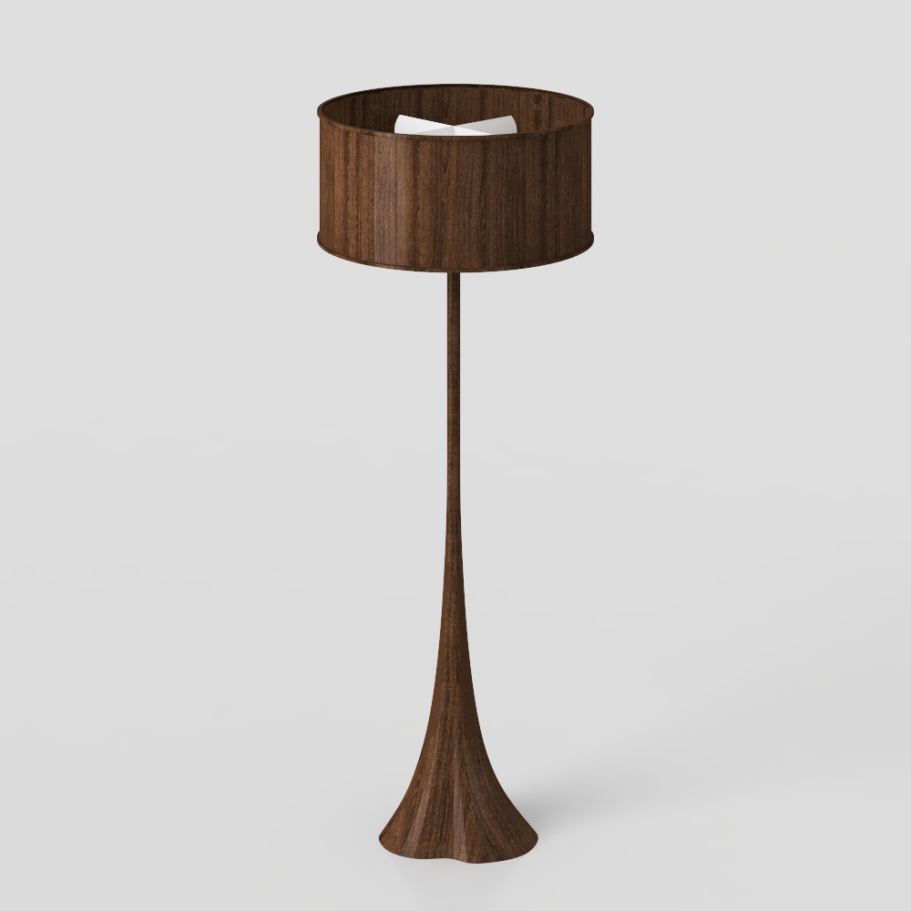 Elegant Low-Poly Floor Lamp 3D Model – Wooden Design