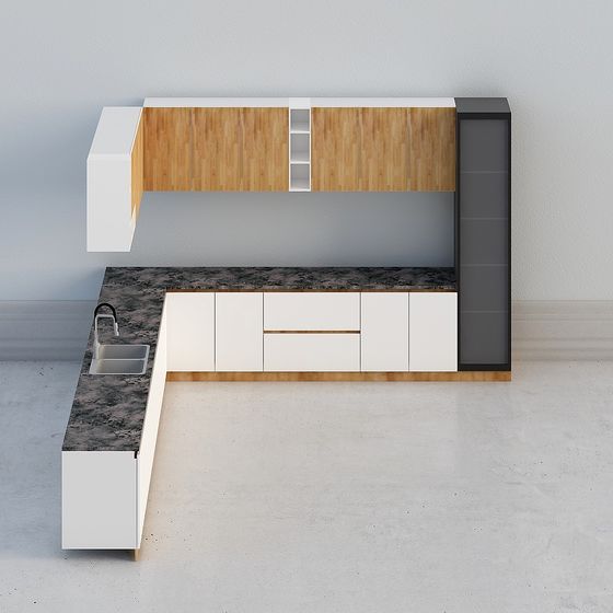 Modern Minimalist Kitchen Cabinet 3D model