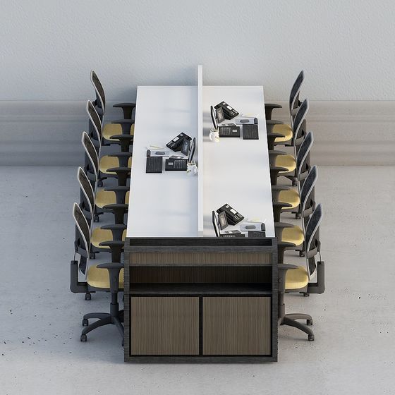 Modern Conference Table and Chair Set 3D model