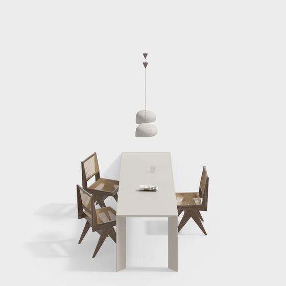 Minimalist Dining Set 3D model for Contemporary Interiors