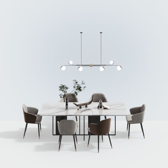 Urban Living Room Dining Table and Chair Set 3D model