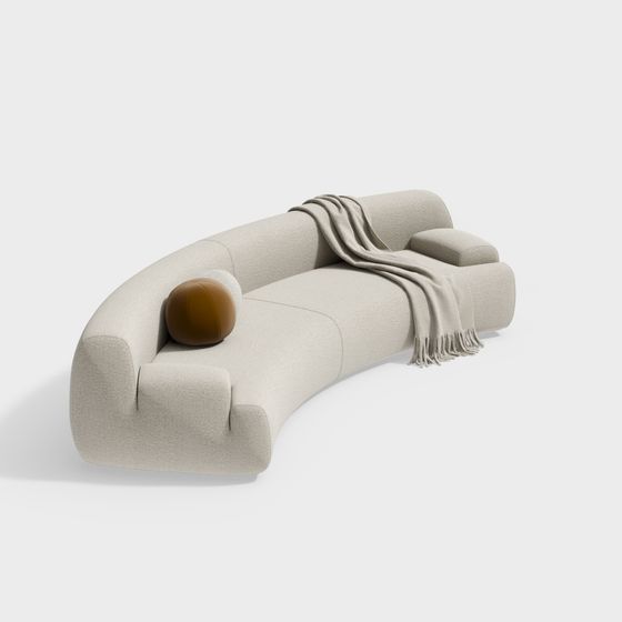 Elegant Curved Sofa 3D model for Modern Interiors