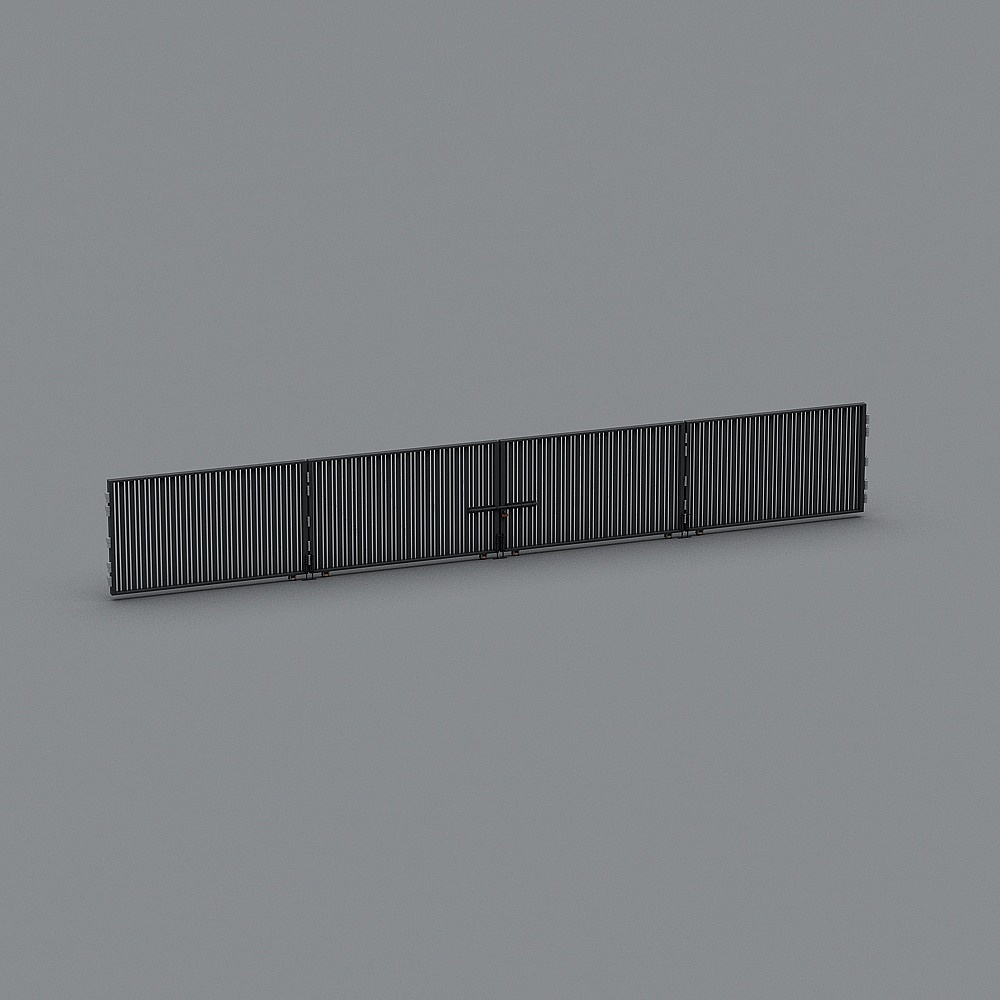 Industrial Metal Fence Low-Poly 3D model