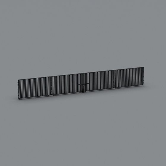 Industrial Metal Fence Low-Poly 3D model