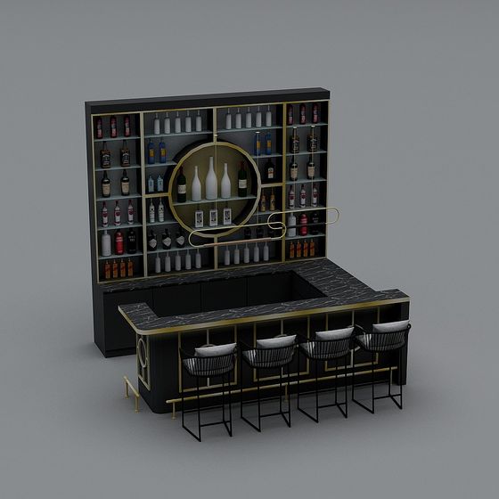 Stylish Bar Counter 3D model for Urban Nightlife