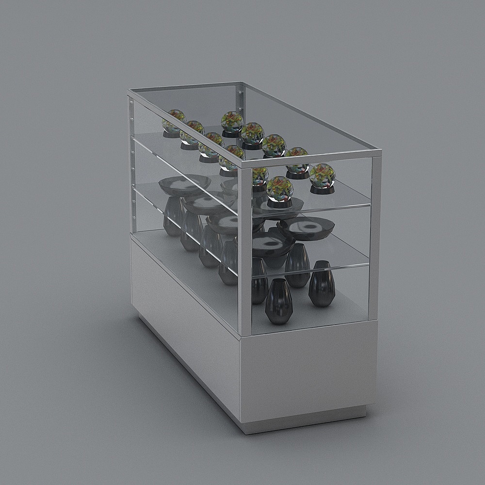 Elegant Low-Poly Display Cabinet 3D model
