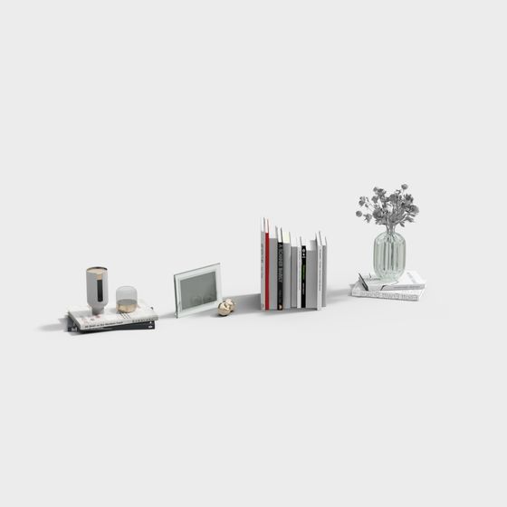 Minimalist Bookshelf Arrangement 3D model for Creative Spaces