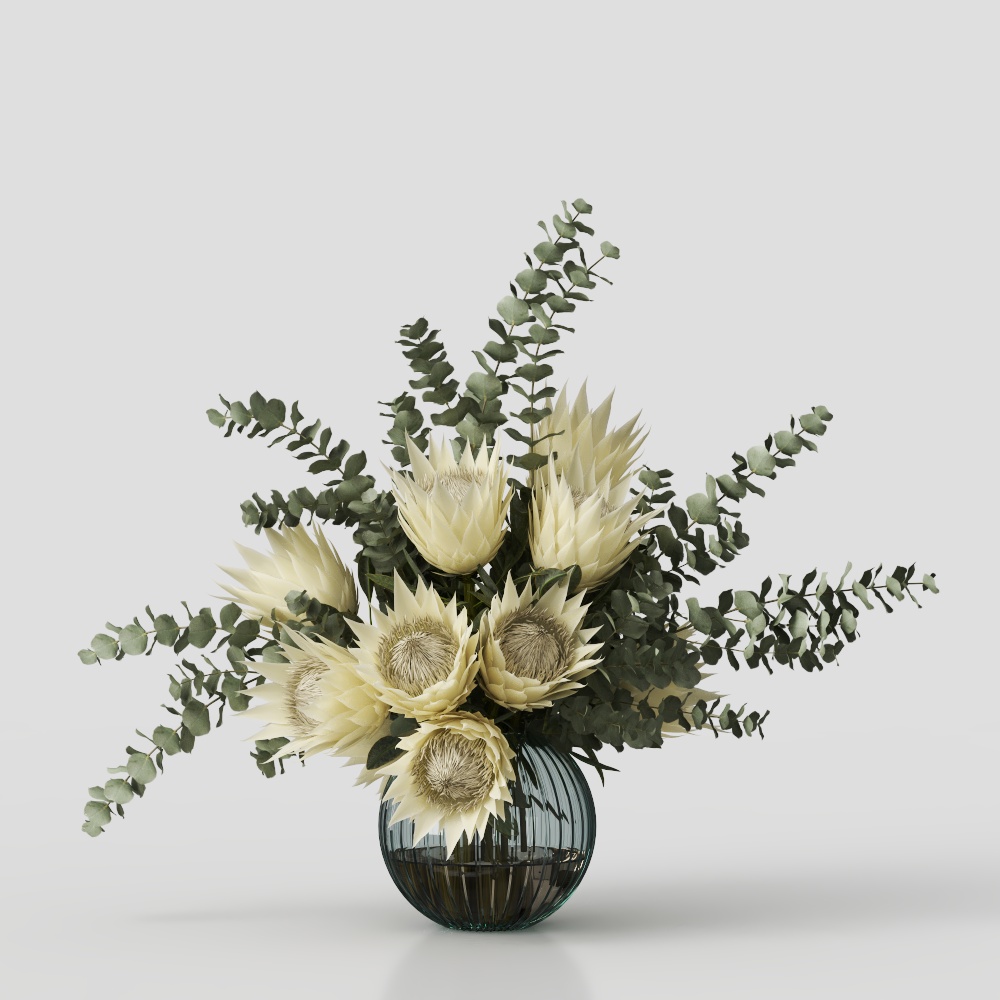 Natural Floral Vase 3D Model – Low-Poly Botanical Detail