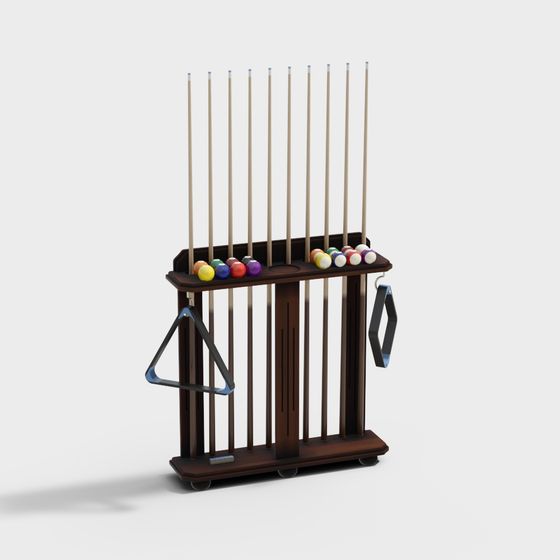 Billiard Room Pool Cue Cabinet 3D Model in Black