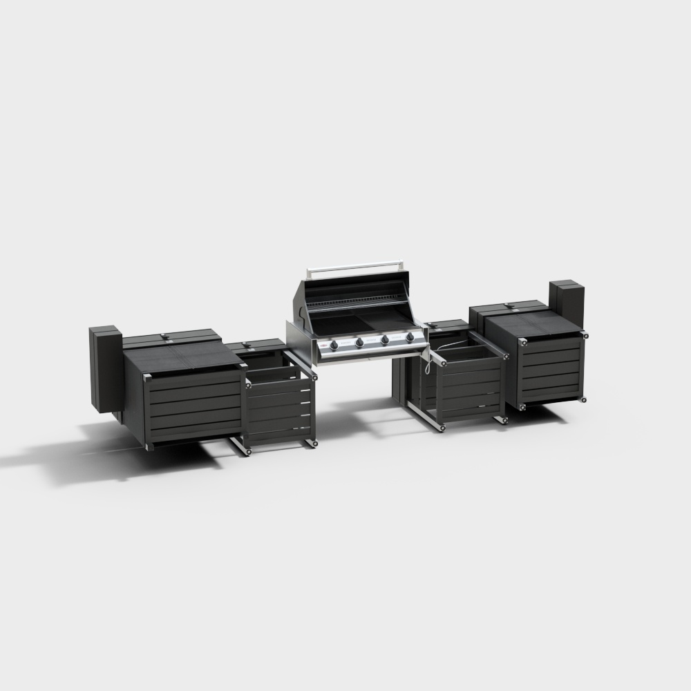 Urban Barbecue Station 3D Model – Industrial Design