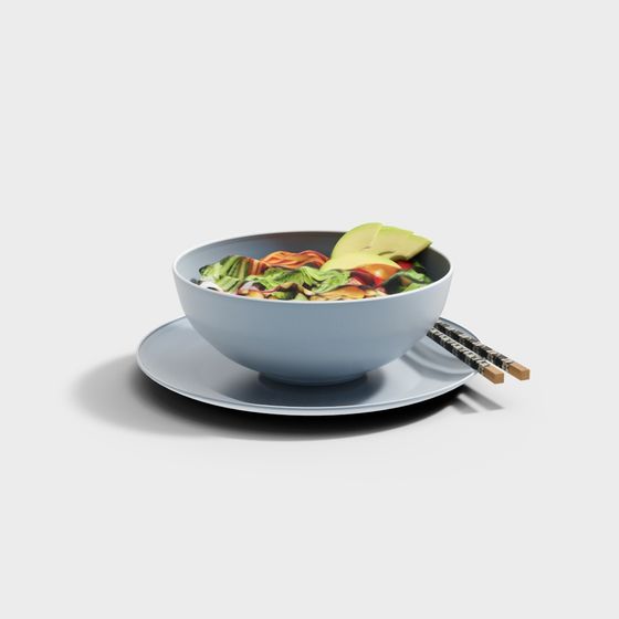 Gray Bibimbap Food 3D Model for Culinary Displays