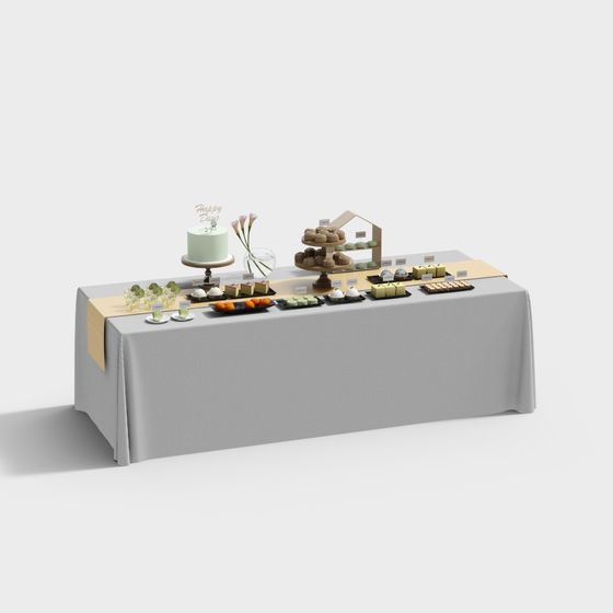Charming Dessert Table 3D Model for Creative Projects