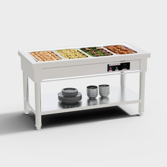 Multifunctional Hot Food Display Counter 3D model