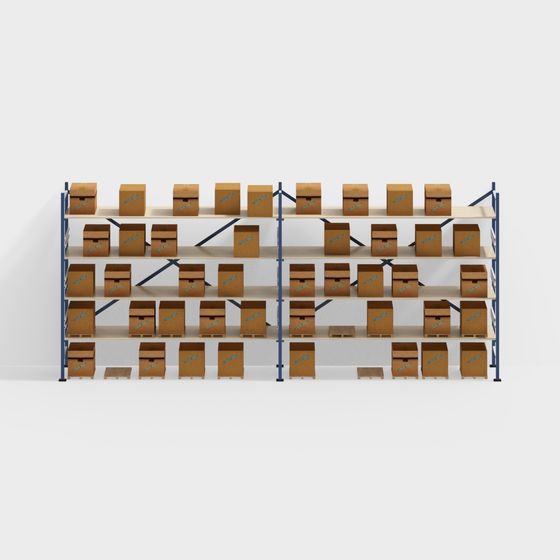 Industrial Shelving 3D model for Modern Warehousing